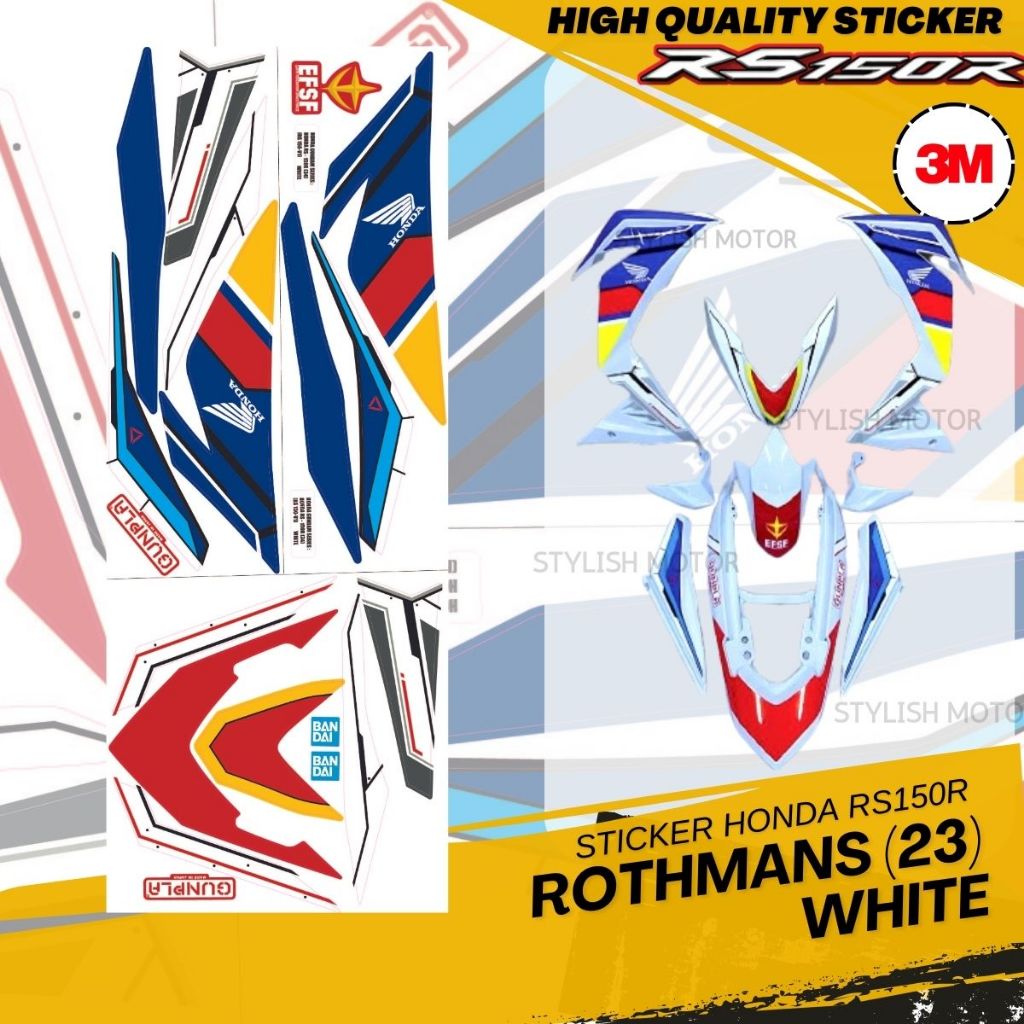 Stripe Honda Rs150 [ 3M Sticker ] Rs150r Gundam Series White Motorcycle ...