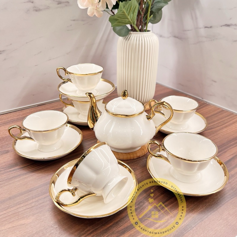 EXQUISITE GOLD FINE PORCELAIN Cup & Saucer (6pairs) Giacomo Fine ...