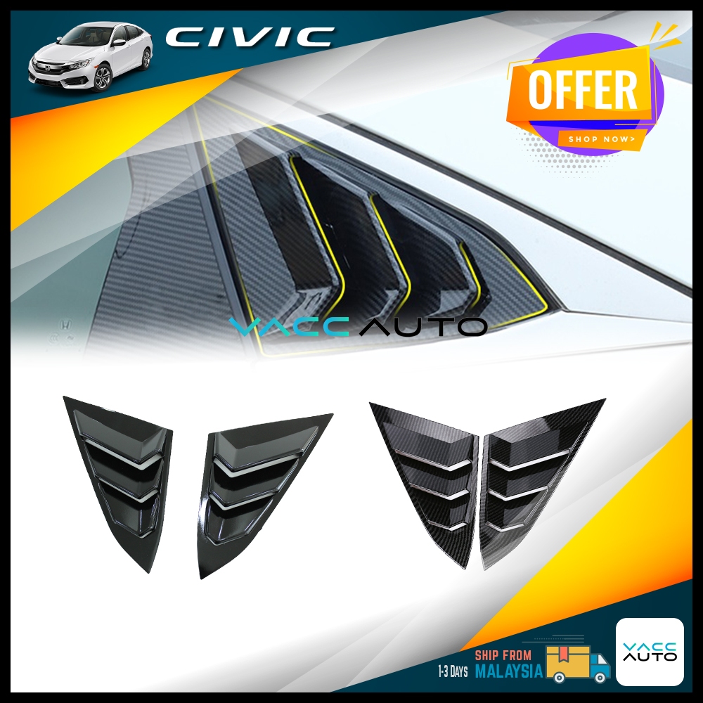 Garnitures Volant Fibre Carbone Pour Honda Civic 10 (2016-2019) – Lot De 7 Pièces – Auto-adhésif, Installation Facile