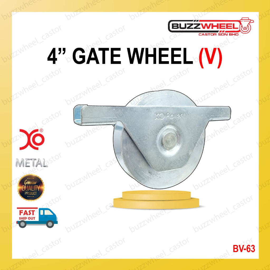 4" BV63 (100MM X 23MM VGROOVE) METAL GATE ROLLER/ WHEEL/ RODA PAGAR