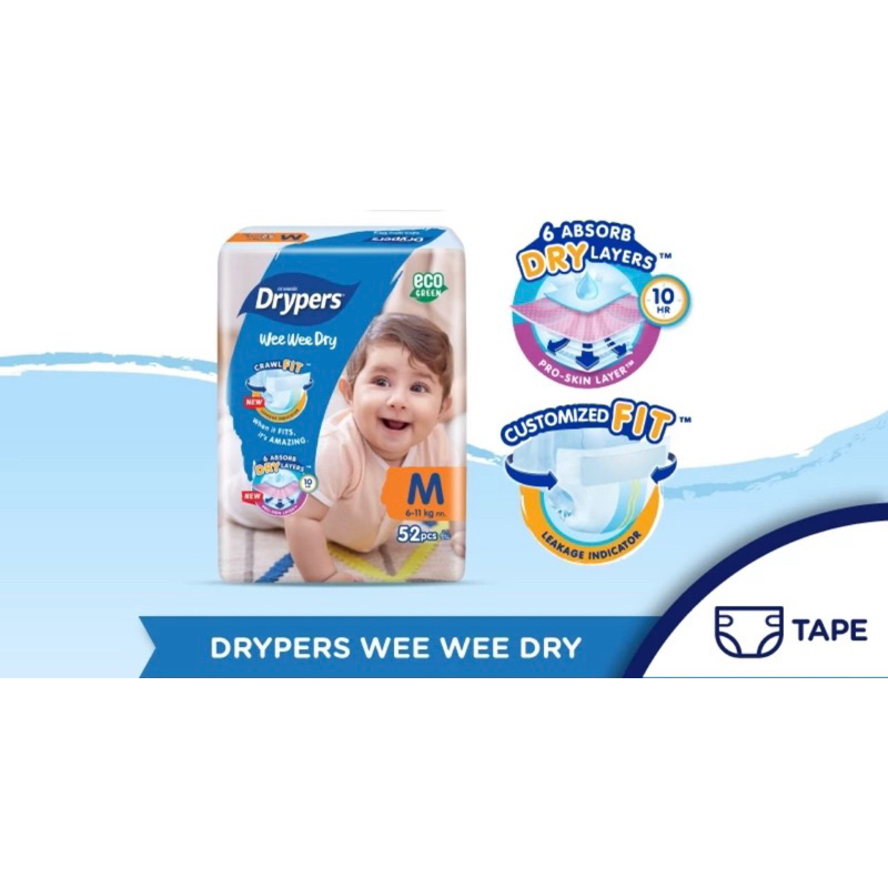 Drypers Wee Wee Dry M52/L44 Pampers Dryperz | Shopee Philippines