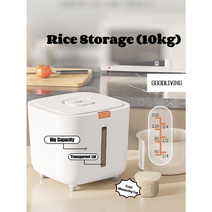 GOODLIVING l Rice Storage Rice Container Rice Box Free Measuring Cup ...