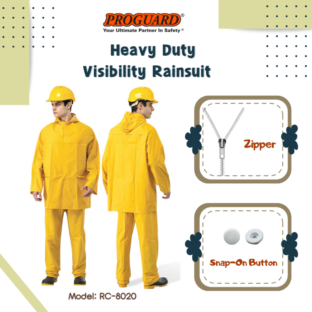 Proguard Heavy Duty High Visibility Yellow PVC Zipper Rainsuit with