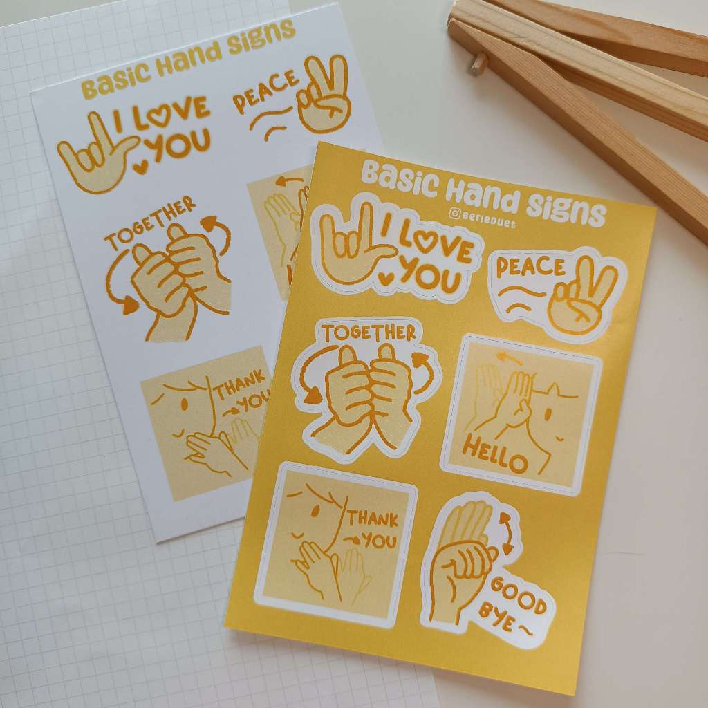 Basic Hand signs sticker sheet postcard sign language Fundraising ...