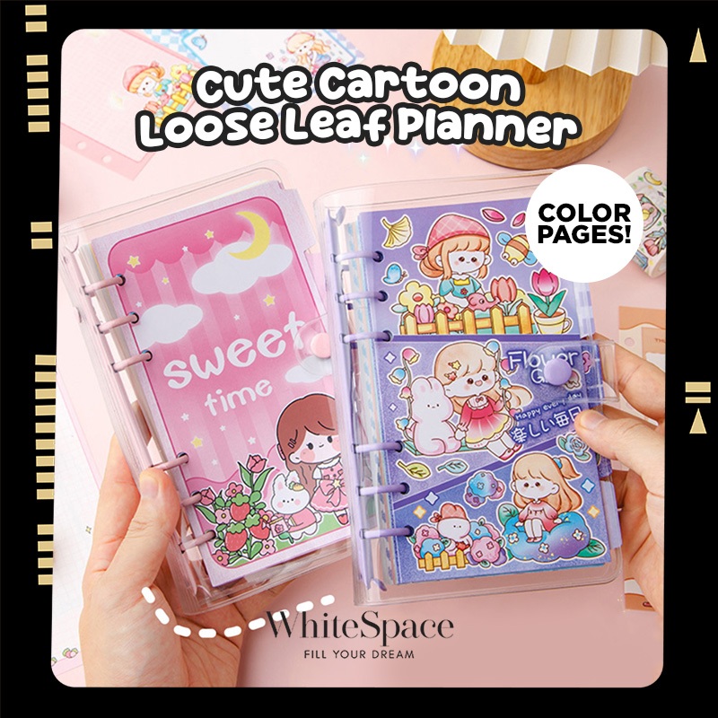 Whitespace A6 Cute Cartoon Loose Leaf Planner Refillable Color Pages ...