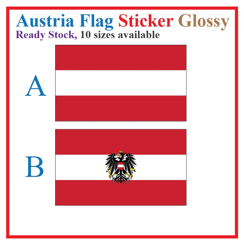 Austria Flag Sticker Rectangle Postcard / Stiker Pelekat Poskad Bendera ...
