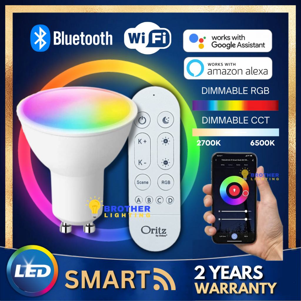 Smart LED GU10 7W Wifi Bluetooth E27 LED RGB Lamp Tuya Ai Home RGB CCT