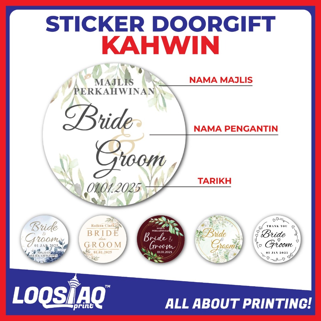 [NEW] STICKER DOORGIFT KAHWIN CANTIK DAN / STICKER BULAT DOORGIFT ...