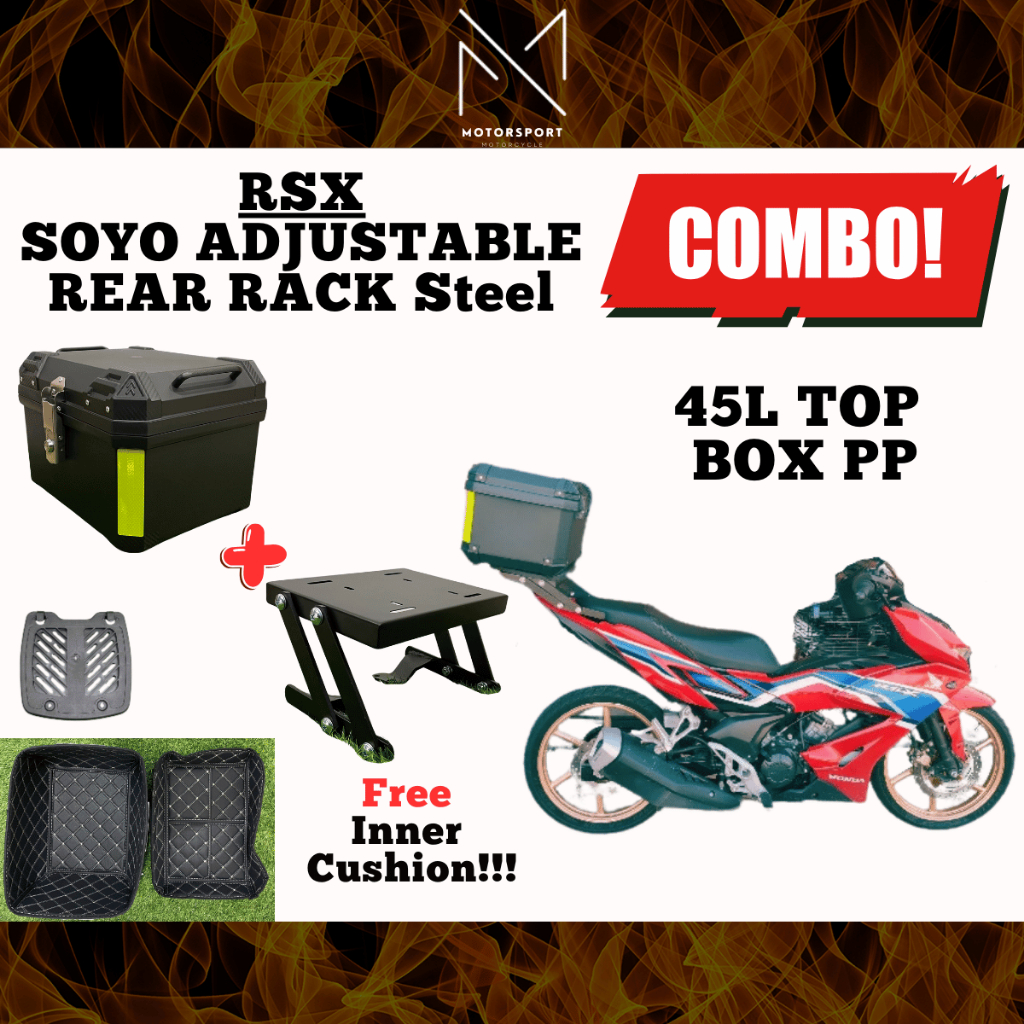SOYO RSX150 RS-X Honda Adjustable Rear Rack Lipat Motorcycle With 45L ...