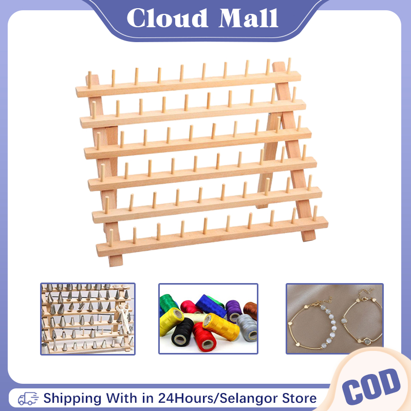 60 Spools Wooden Thread Rack Thread Holder Organizer Embroidery Thread ...