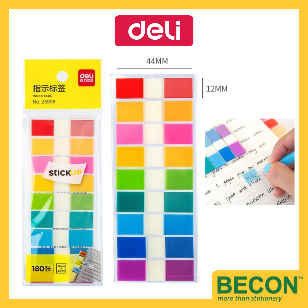 Deli 25908 Multi Colour Index Tabs 9 Colors × 20 Sheets Size: 12mm × ...