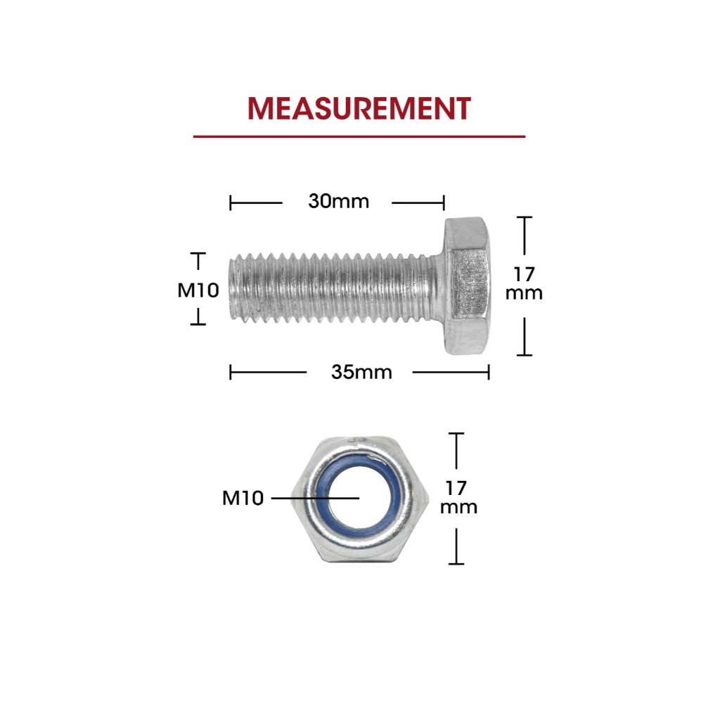 Hex Bolt High Tensile Steel Zinc Plating Full Thread Skru M10 Screw ...
