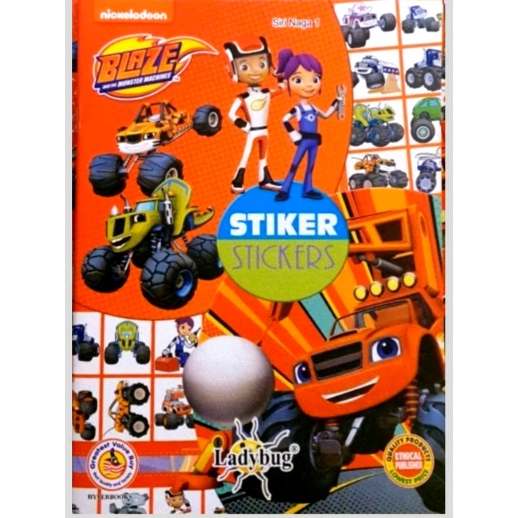 Ladybug Blaze and the Monster Machines A4 size Stickers Book 8 sheets ...