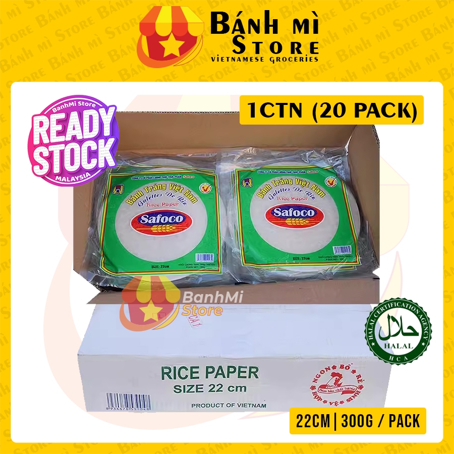 SAFOCO BANH TRANG VIETNAM RICE PAPER 1 CTN (22CM / 300g / 20 PACK ...