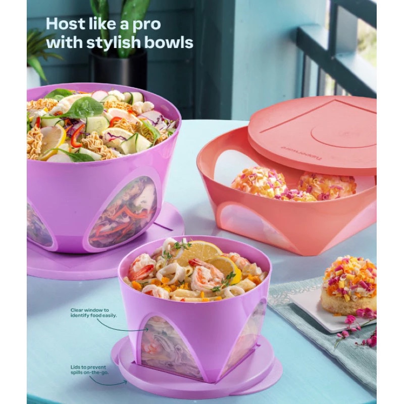 Tupperware Outdoor Dining Bowl 2.5L&4.3L / One Touch Server 2.0L (Raya ...