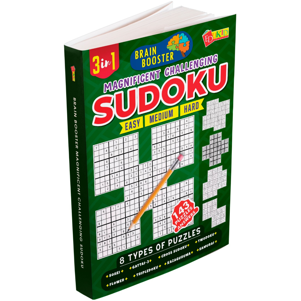 BRAIN BOOSTER SUDOKU MAGNIFICIENT (142 SUDOKU /PUZZLES) | Shopee ...