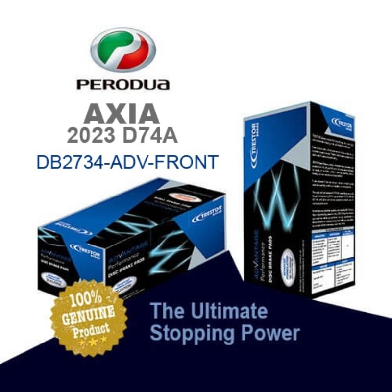 Trestor Brake - Advantage [db2734ADV] - Perodua Axia 2023 Front Brake ...