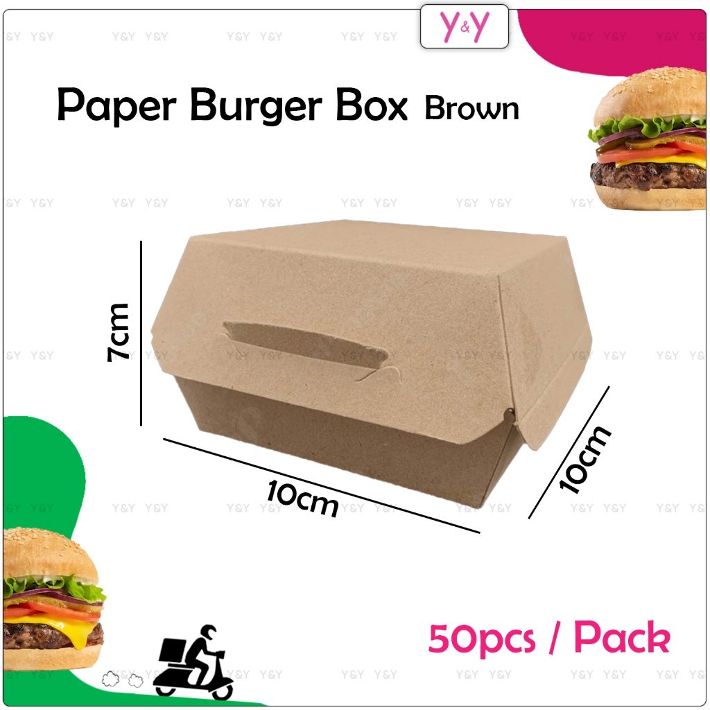 50pcs Y&Y Eco Disposable Paper Burger Box / Take Away Food Packaging ...