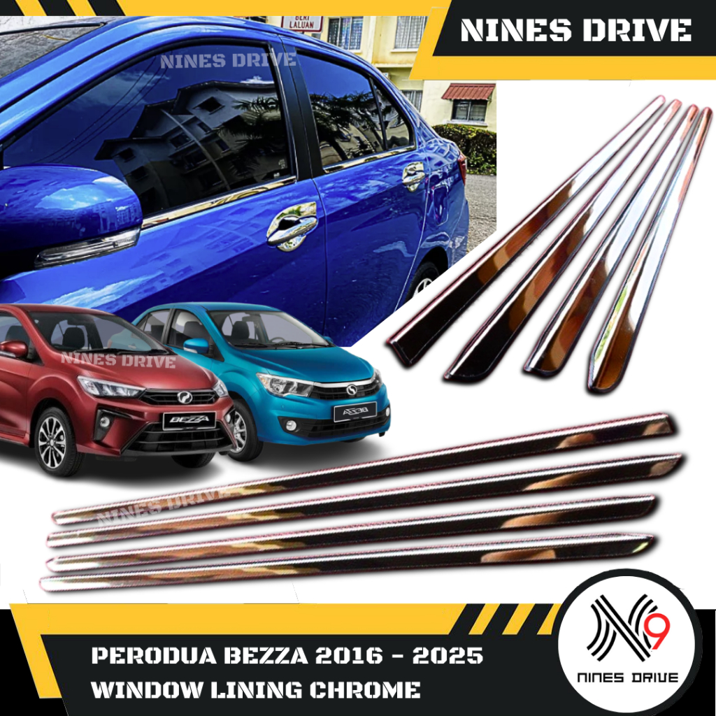 Perodua Bezza 2016–2025 Chrome Lining Window Trim Premium Door Belt ...