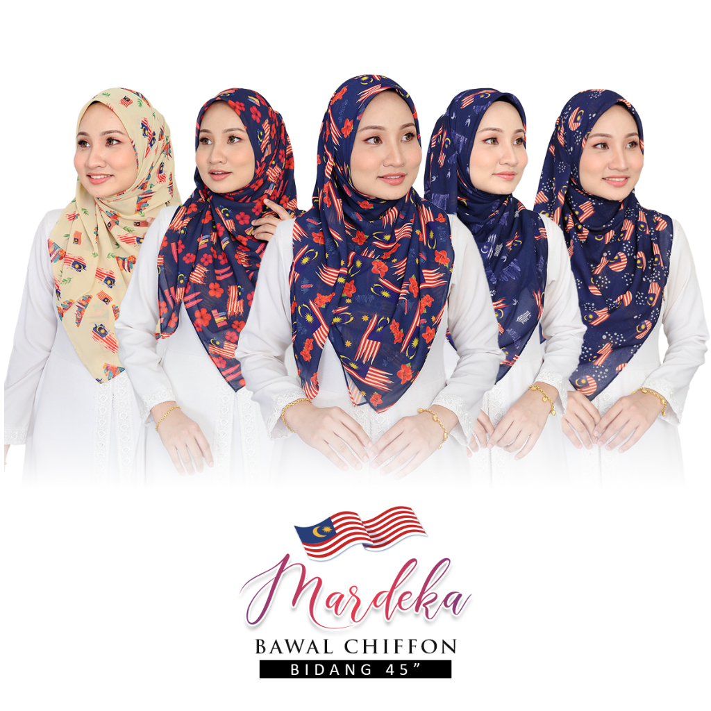 Special Edition Merdeka Tudung Bawal MERDEKA Pattern Bidang 45 ...