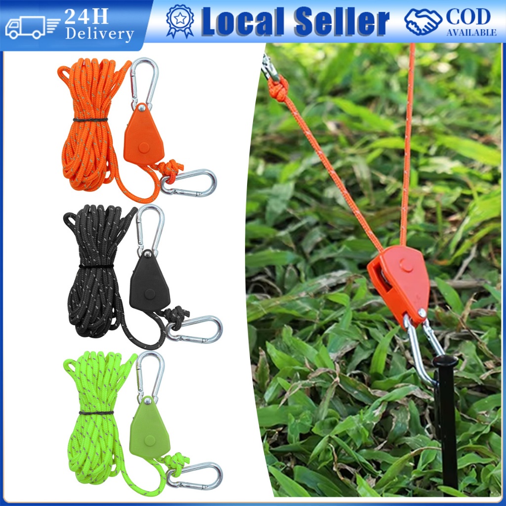 4M Tent Rope Adjustable Windproof Rope Adjuster Buckle Outdoor Camping ...