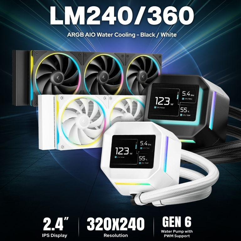 DEEPCOOL [ LM240 / LM360 ] - ARGB AIO Liquid CPU Cooler With Compact 2. ...