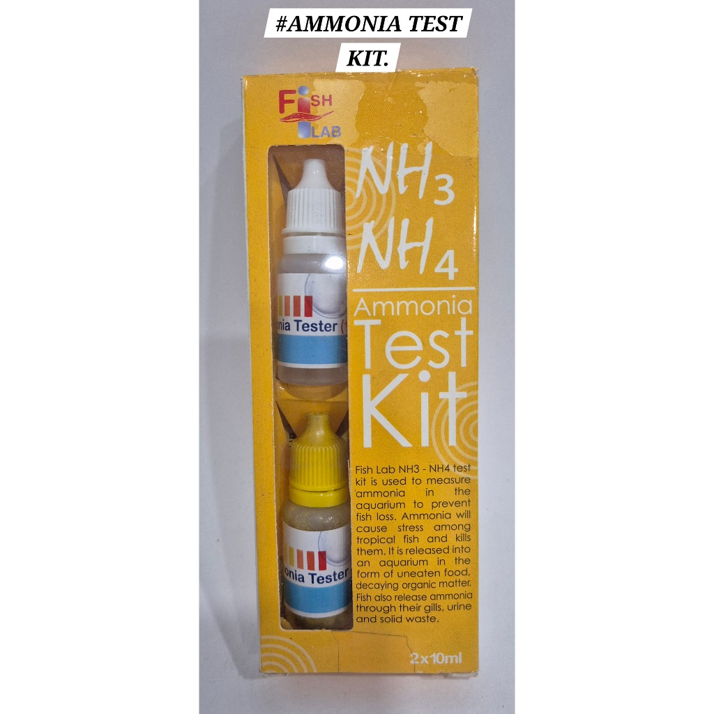 Fish Lab Ammonia Test Kit NH3 NH4 2x10ml Aquarium Fish Akuarium Ikan
