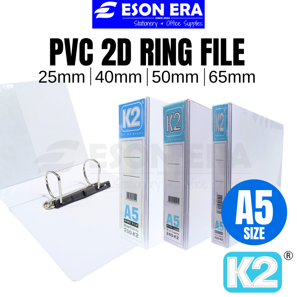 K2 2D PVC Ring File A5 25mm/40mm/50mm/65mm Half A4 | Shopee Philippines