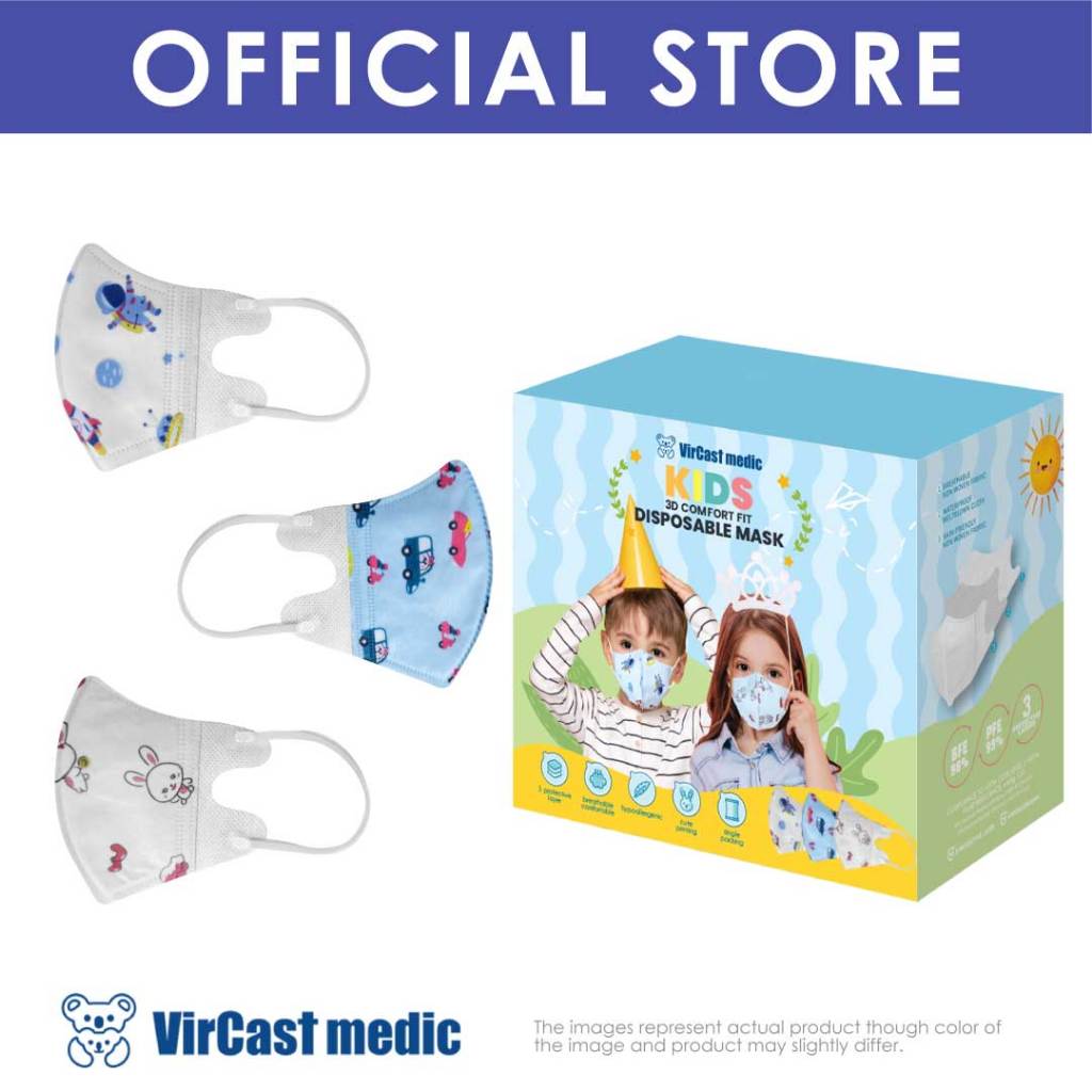 Vircast Medic 3D Kid Mask (30 Pcs/Box) (0-3 Years Old) (Old Packaging ...