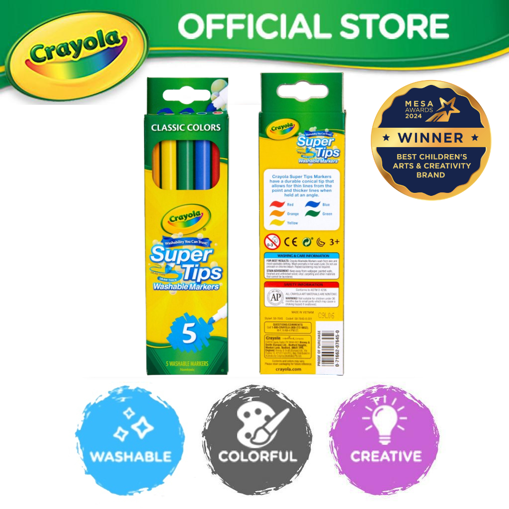 Crayola Super Tips Classic Colors 5 Count Art & Craft Ages 3+ | Shopee ...