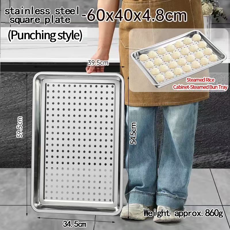 Thickened rectangular stainless steel food tray, deep food baking tray ...
