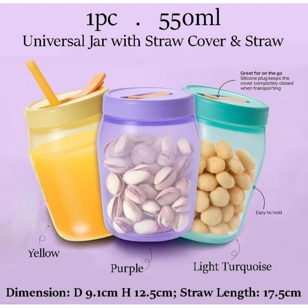 universal jar 550ml with straw tupperware 1 pcs | Shopee Philippines
