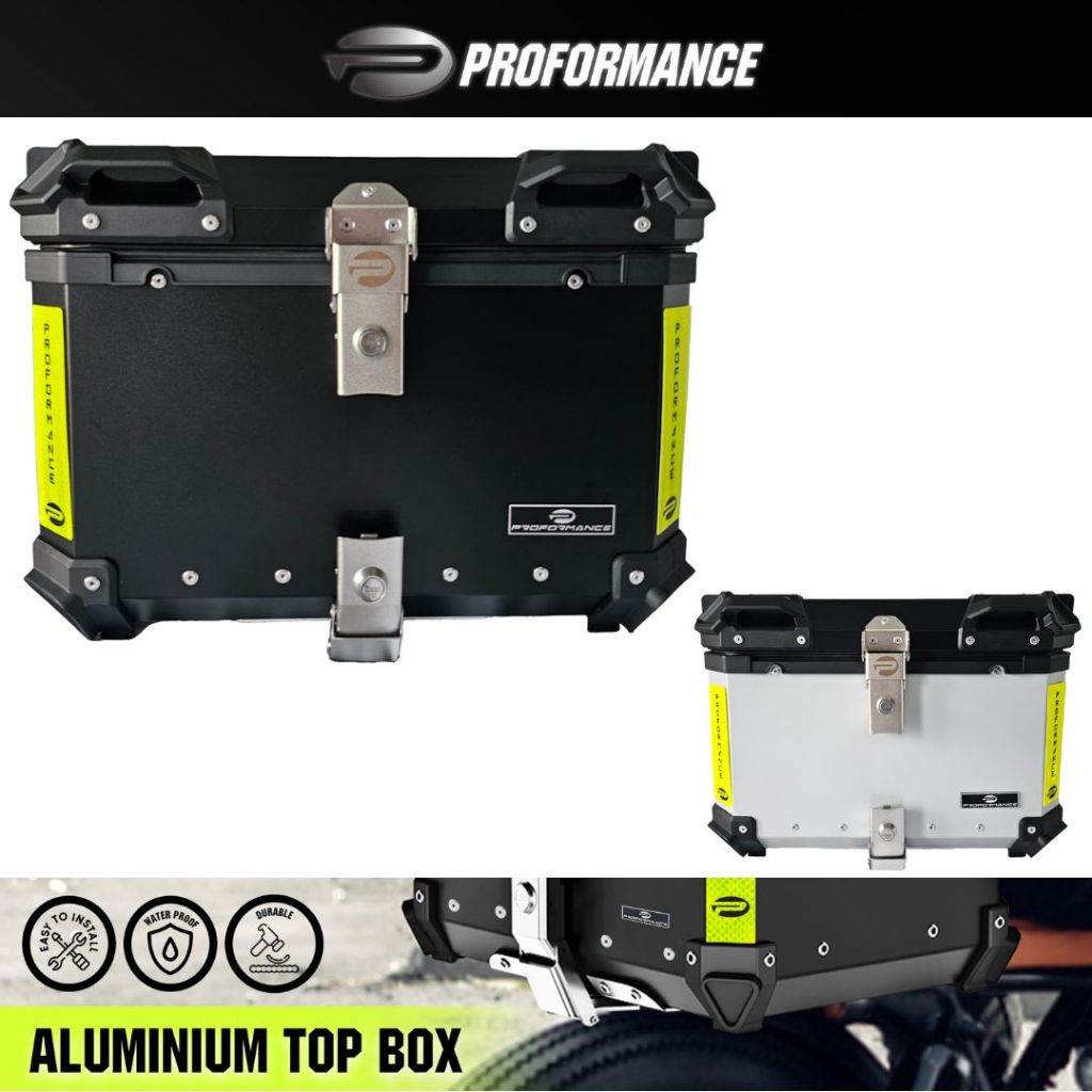 PROFORMANCE Universal Aluminium 55L Top Box for motorbike All Big Bike ...