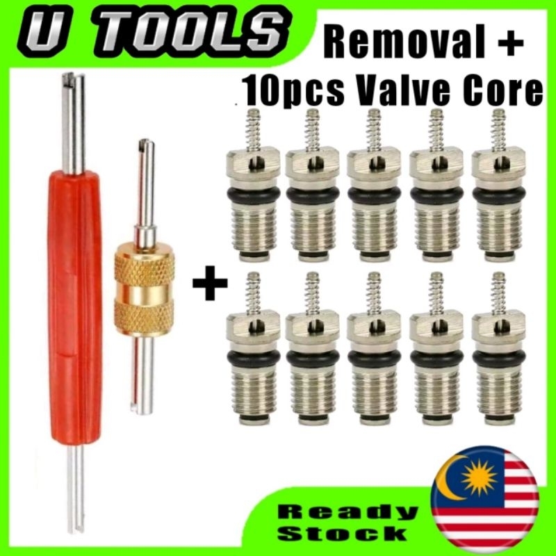 10pcs Core Valve + Removal Car Aircond Automotive Valve Core A/C System ...