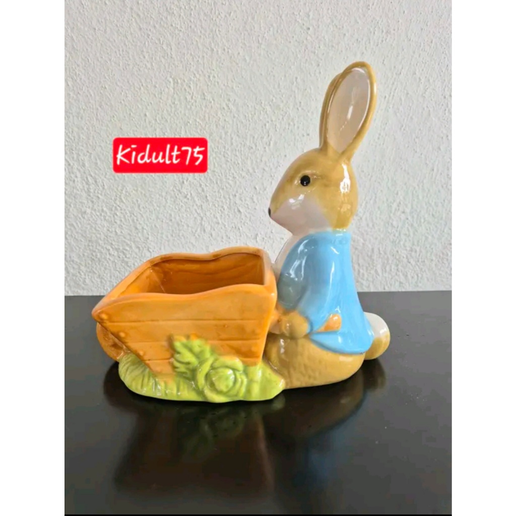 Zrike brands ceramic Peter Rabbit carrying wheelbarrow items holder or ...