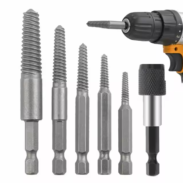 6PCS Screw Extractor Center Drill Bits Guide Set Broken Damaged Bolt