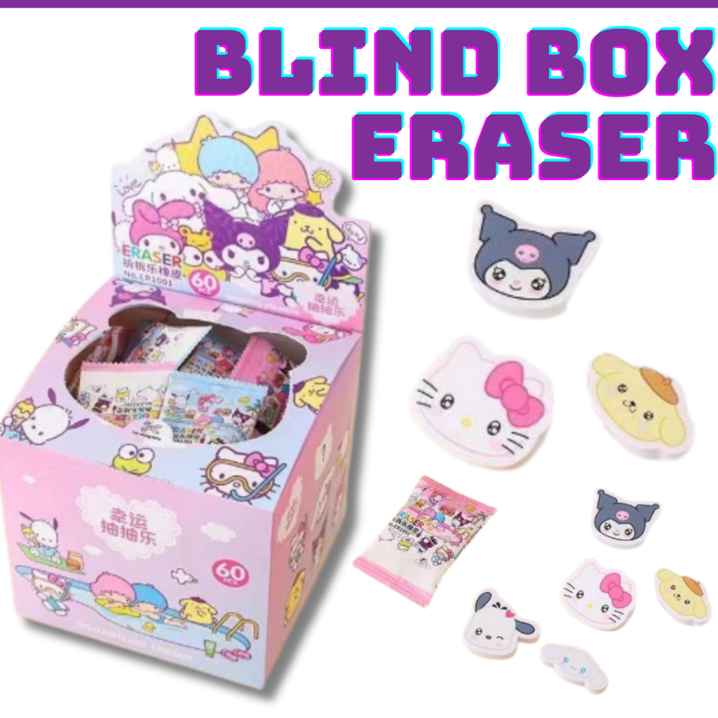Sanrio Blind Box Eraser Pack Stationery Kuromi Hello Kitty Melody ...