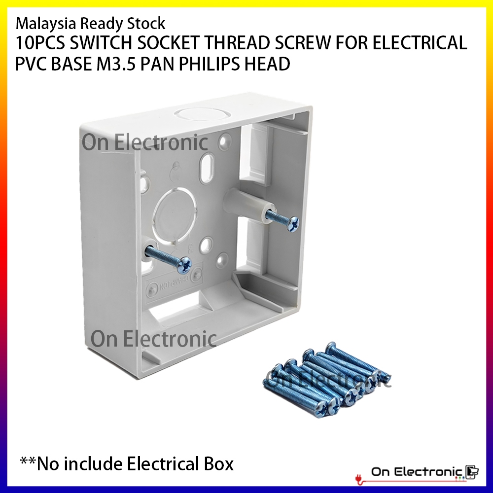 10 PCS SWITCH SOCKET THREAD SCREW FOR ELECTRICAL PVC BASE M3.5 PAN ...
