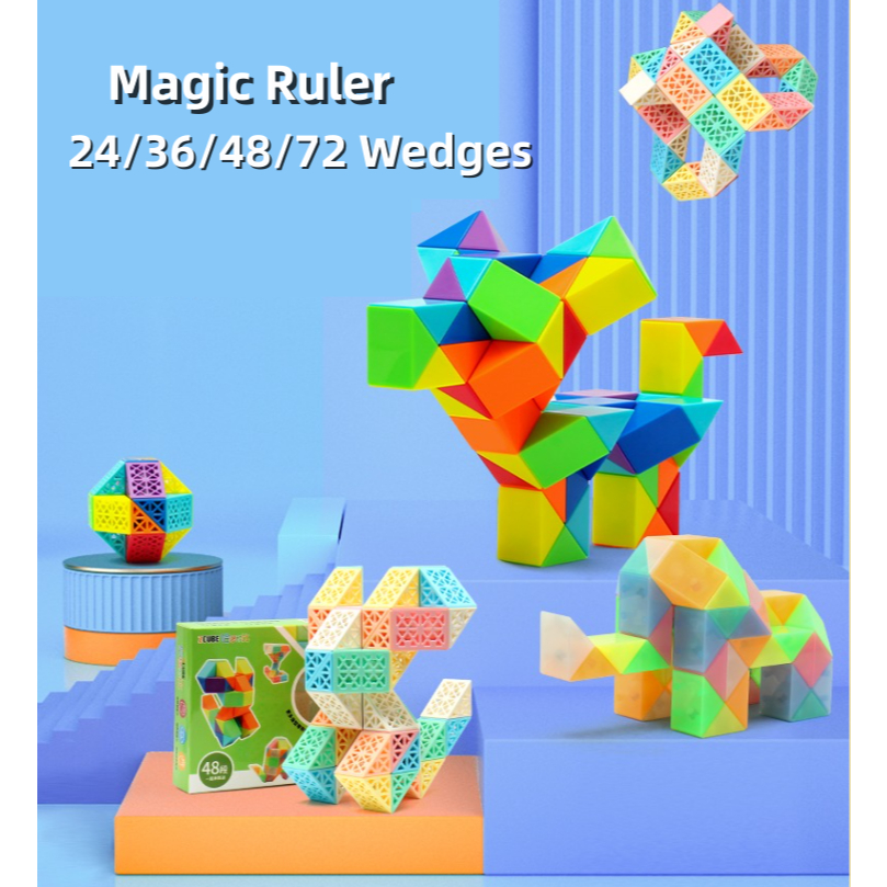 USEKUTE Magic Snake Blocks Twist Magic Ruler Puzzle Cube 24/36/48/72 ...