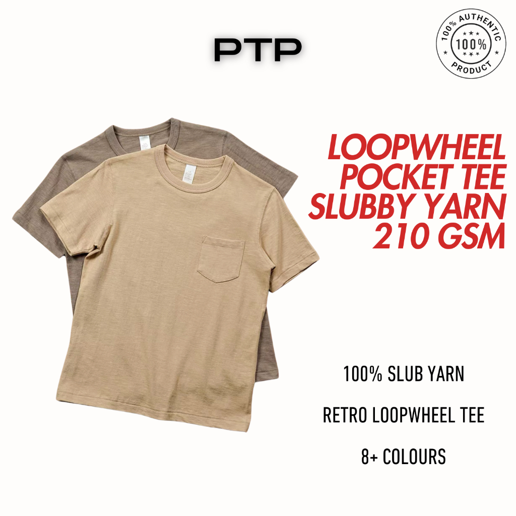 Loopwheel Pocket Tee 210 GSM Slubby Yarn Pocket Tee Shirt Vintage ...
