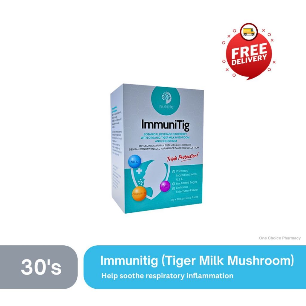 NutriLife Immunitig Powder 3g x 30's (Tiger Milk Mushroom + Elderberry ...
