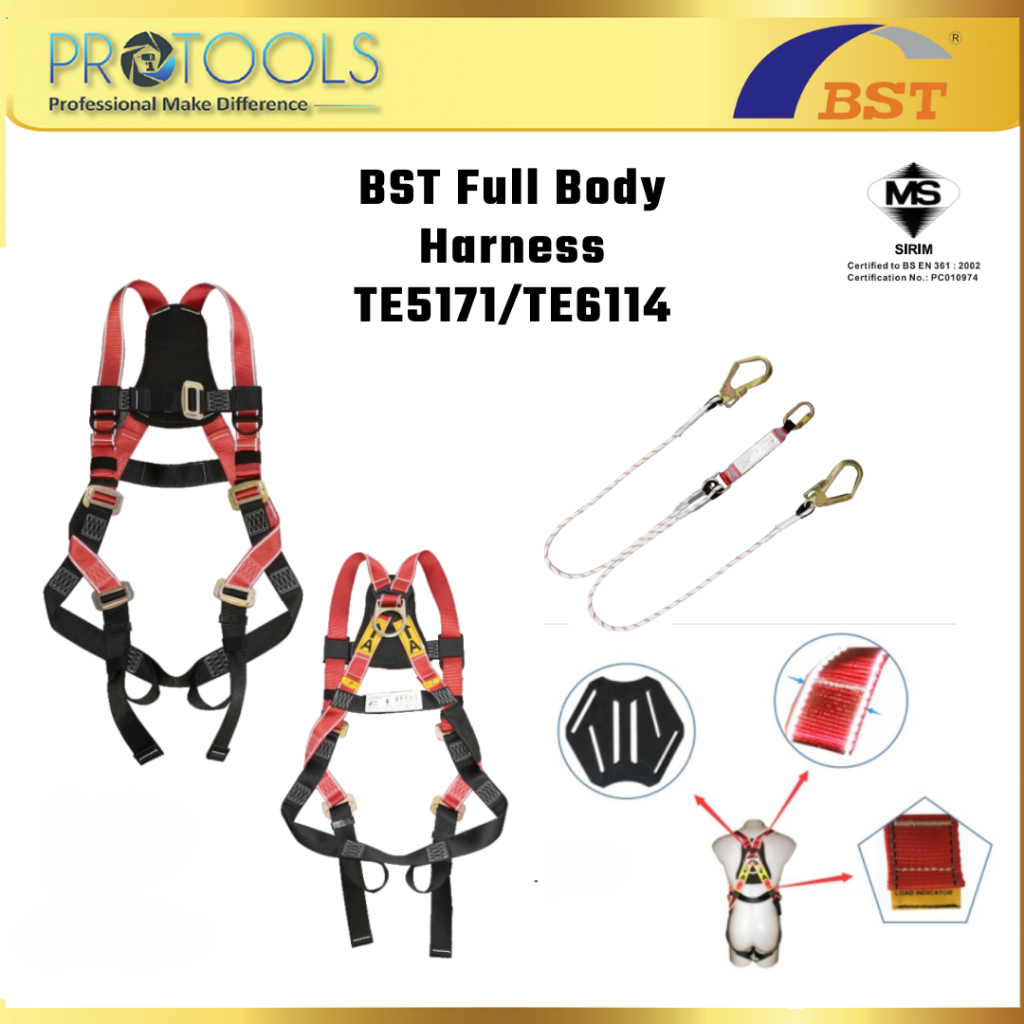 BST Full Body Harness TE5171/TE6114 With Double Rope Lanyard and ...