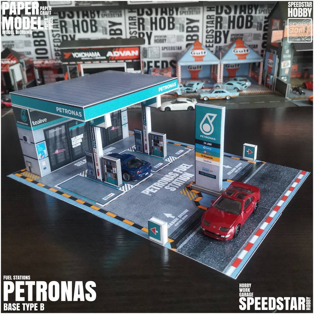 PETRONAS Fuel Station 1:64 Paper Model - Base Type B - 28 X 19 CM ...
