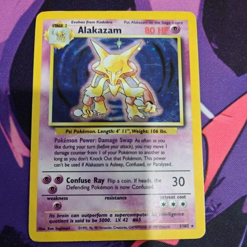 Pokemon Alakazam Holo (1/102) - Base Set - Carta Da Gioco, Rarità Holo, Edizione Illimitata