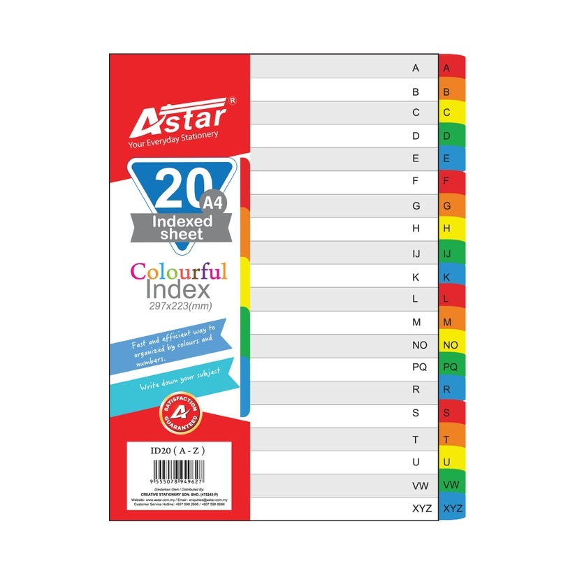 ASTAR INDEX COL PVC DIVIDER ID20 (A-Z) | Shopee Philippines