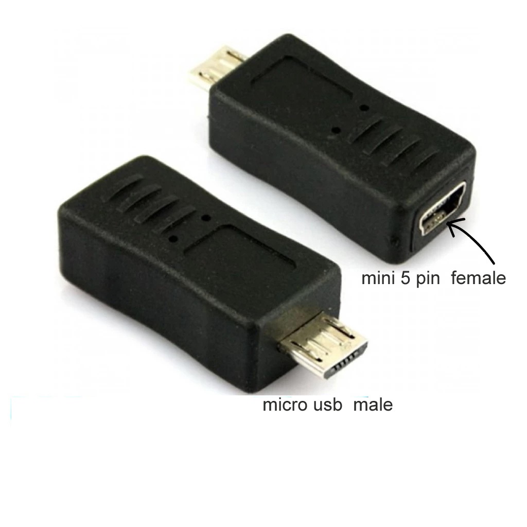 Mini 5 Pin USB Female to Micro USB Male Converter Adapter (Color Black ...