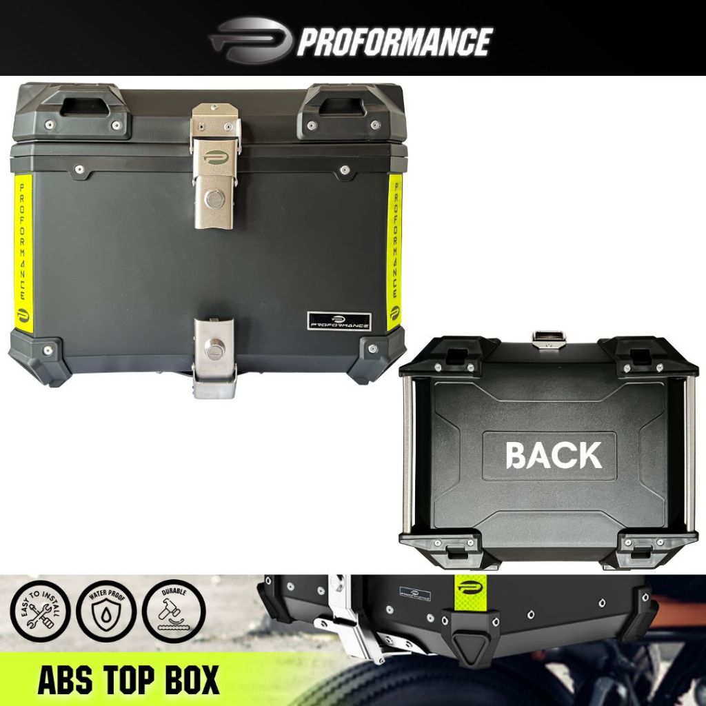 PROFORMANCE Universal ABS 55L Top Box for motorbike All Big Bike ...