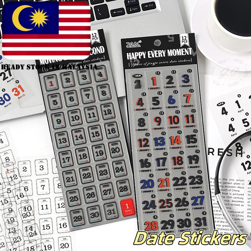 (PET) 365 Days Perpetual Calendar Date Decorative Stickers DIY ...