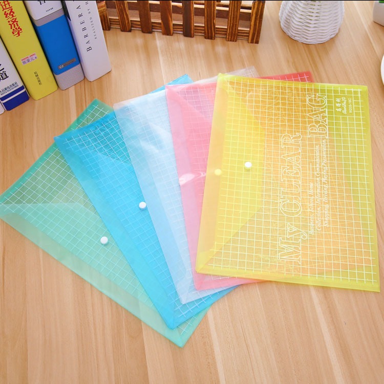 Large Capacity PP Clear White A4 Button File Folder Document Paper ...