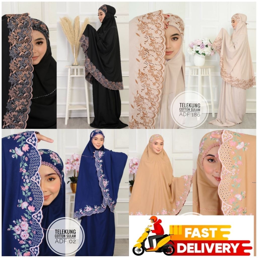 Telekung Cotton embroidery telekung openwork New Fashion Telekung ...